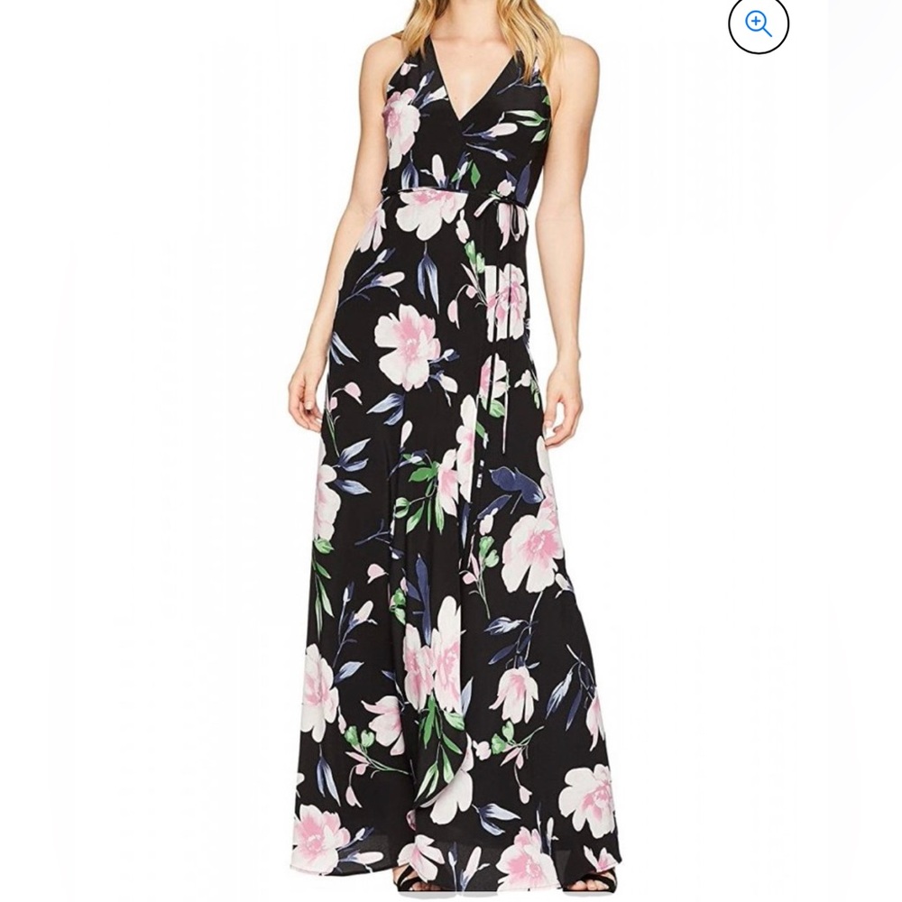 Yumi Kim Rush Hour Silk Dress (Color: Paradise Found -- Black, Pink & Green)